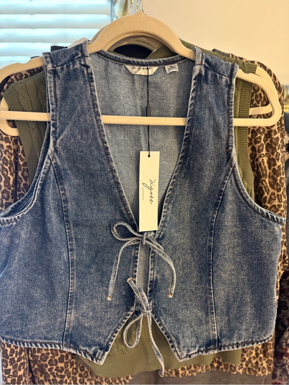 Vigoss Washed Blue Denim Lace-Up Crop Top